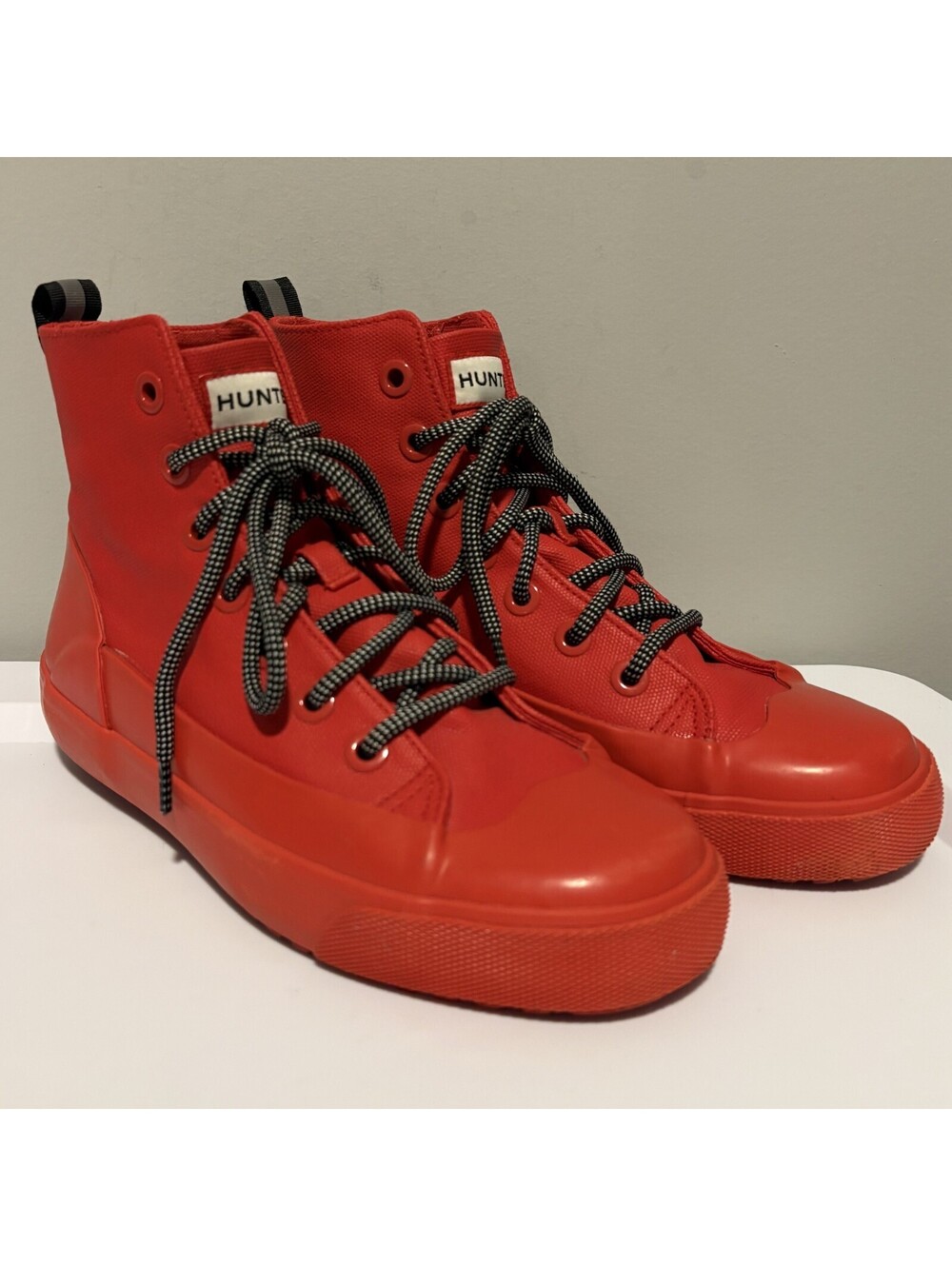 Hunter Target Red High Top Sneakers Boots Canvas Mens Size 5, Womens 7